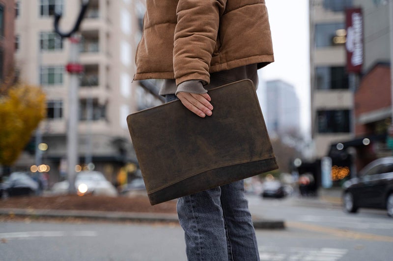 KomalC Leather Business Portfolio with Luxury Pen Business Personal Organiser Folder Full Grain Leather padfolio by KomalC (Buffalo Distressed Tan) - Image 4